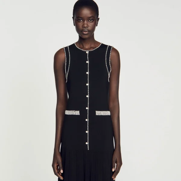 Sandro Paris Vestido Midi De Malha-Mulheres Vestidos