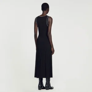 Sandro Paris Vestido Midi De Malha-Mulheres Vestidos