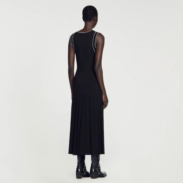 Sandro Paris Vestido Midi De Malha-Mulheres Vestidos