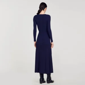 Sandro Paris Vestido Midi De Malha-Mulheres Vestidos