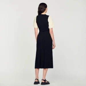 Sandro Paris Vestido Midi De Malha-Mulheres Vestidos