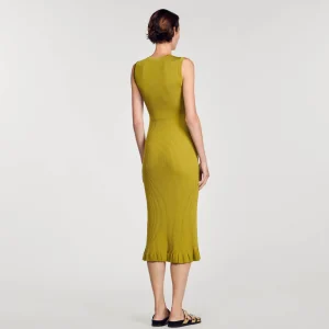 Sandro Paris Vestido Midi De Malha-Mulheres Vestidos