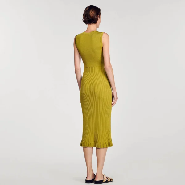 Sandro Paris Vestido Midi De Malha-Mulheres Vestidos