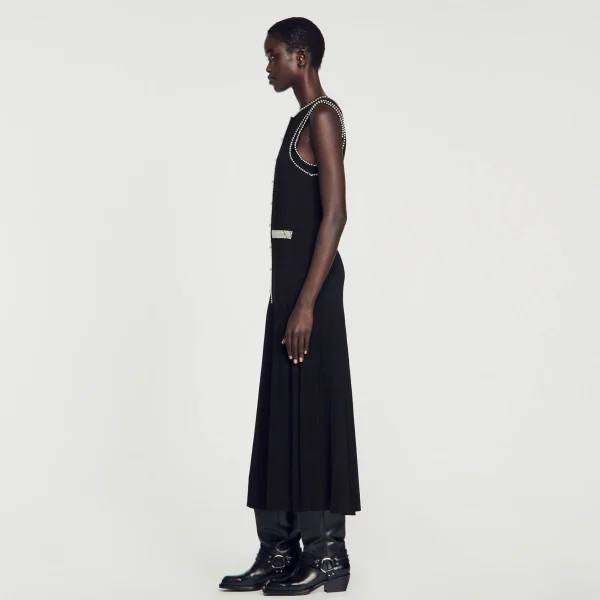 Sandro Paris Vestido Midi De Malha-Mulheres Vestidos