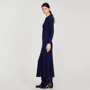 Sandro Paris Vestido Midi De Malha-Mulheres Vestidos