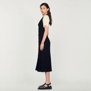 Sandro Paris Vestido Midi De Malha-Mulheres Vestidos