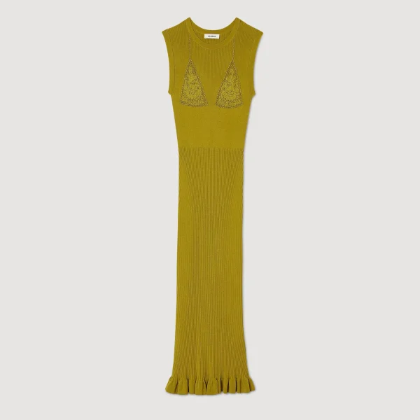 Sandro Paris Vestido Midi De Malha-Mulheres Vestidos