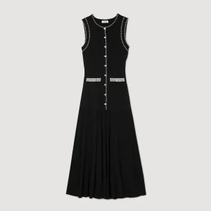 Sandro Paris Vestido Midi De Malha-Mulheres Vestidos