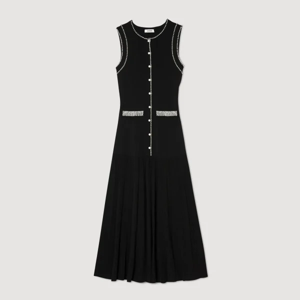 Sandro Paris Vestido Midi De Malha-Mulheres Vestidos