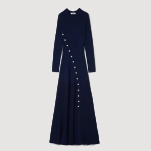Sandro Paris Vestido Midi De Malha-Mulheres Vestidos