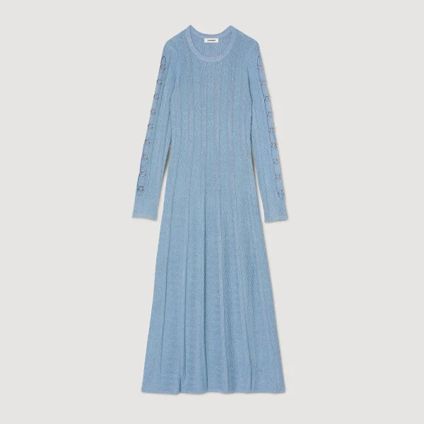Sandro Paris Vestido Midi De Malha Com Mangas Compridas-Mulheres Vestidos