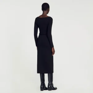 Sandro Paris Vestido Midi Vazado-Mulheres Vestidos